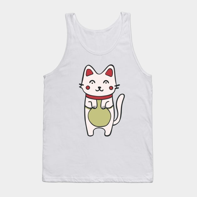 Cute Chinese lucky cat Tank Top by Kawaii Bomb